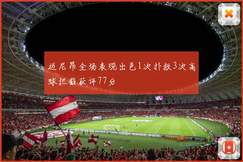 迈尼昂全场表现出色1次扑救3次高球拦截获评77分